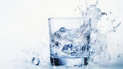 Water Splashing in a Glass with Ice