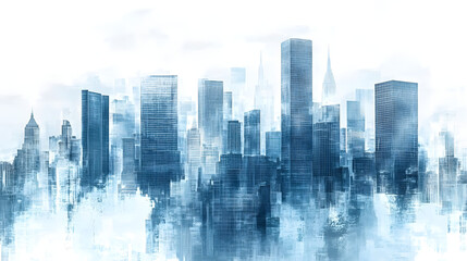 Fototapeta premium business city urban center cityscape artistic buildings architecture digital artwork skyline modern skyscrapers building modern commercial landscape corporate financial environment busy businessman