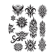 Tattoos tribal designs bundle  collection in a white background