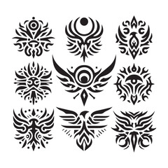 Tattoos tribal designs bundle  collection in a white background