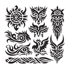 Tattoos tribal designs bundle  collection in a white background