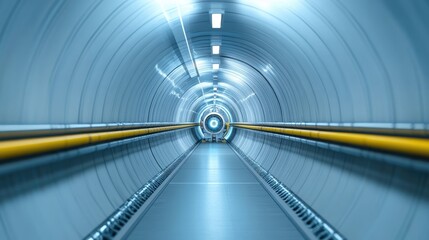 A modern, illuminated tunnel with sleek lines and a futuristic design, perfect for technology and urban themes.