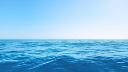 Obraz premium Clear ocean horizon with gentle waves and clear visibility, peaceful and expansive sea view