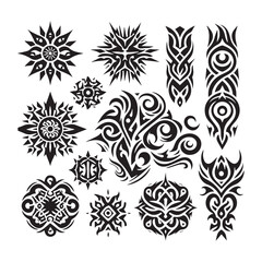 Tattoos tribal designs bundle  collection in a white background