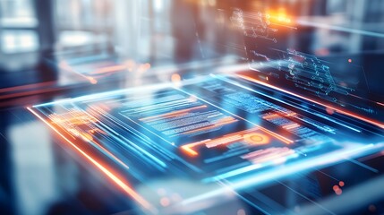 Futuristic Interface with Neon Lights.