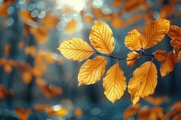 Obraz premium autumn leaves tree nature foliage forest yellow plant seasonal bright fall red branch beauty