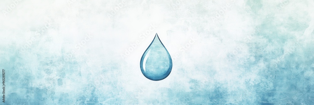 Poster A simple yet striking design showcases a drop of water that embodies the essence of hydration and freshness, set against a soft backdrop. Generative AI