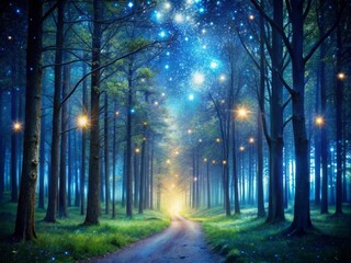 twinkling starry night forest walk peaceful quiet darkness