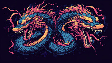 Fototapeta premium Mythological hydra illustration. design for t-shirts, posters, stickers, web. Hydra. Illustration