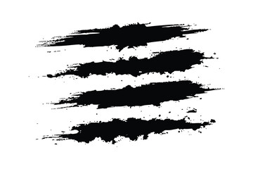 Set of two abstract black ink brush stroke designs on white background ideal for grunge textures, artistic backgrounds, web design elements, and digital projects.