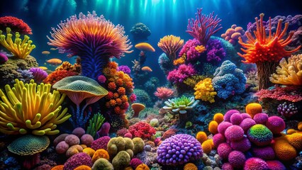 Underwater botanicals vibrant colors macro photography coral reefs