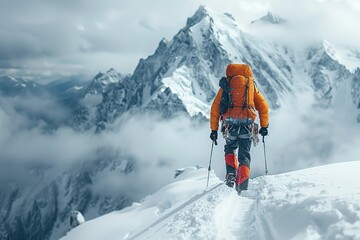 adventure mountaineer snow hiking extreme sport climb winter person nature travel