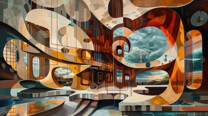 Surreal Abstract Architectural Design with Dynamic Elements