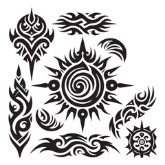 Tattoos tribal designs bundle  collection in a white background