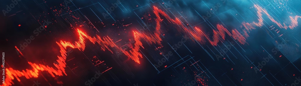 Poster dynamic graph illustration showing fluctuating data trends with vibrant colors. ideal for finance or