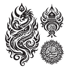 Tattoos tribal designs bundle  collection in a white background