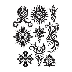 Tattoos tribal designs bundle  collection in a white background