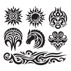 Tattoos tribal designs bundle  collection in a white background