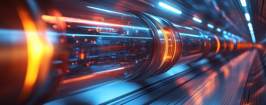 Hyperloop underwater tunnel connecting continents