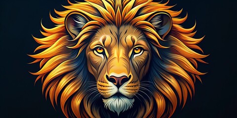 Obraz premium vector graphic of a majestic lion's head with a bold and dramatic lighting effect emphasizing its regal features