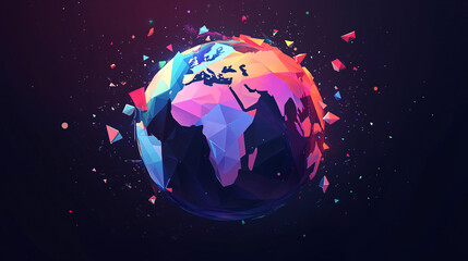 Naklejka premium Abstract Earth with Confetti