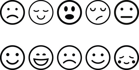face emotion icons set collection