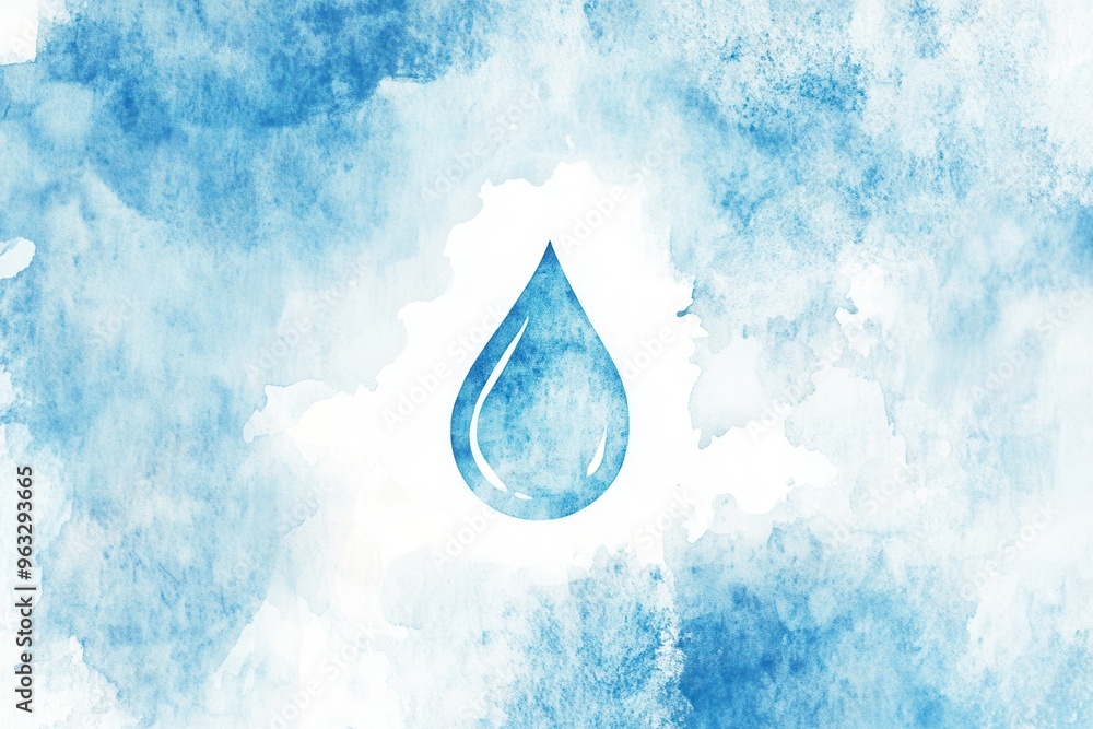Poster the artwork showcases a simple yet impactful design of a water droplet symbolizing hydration, set ag