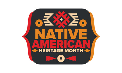 Native American Heritage Month in November. American Indian culture. Celebrate annual in United States. Tradition pattern. Poster, card, banner and background. Vector ornament, illustration