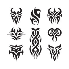 Tattoos tribal designs bundle  collection in a white background