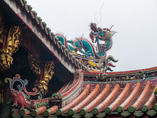 Chinese Dragon on Temple Roof