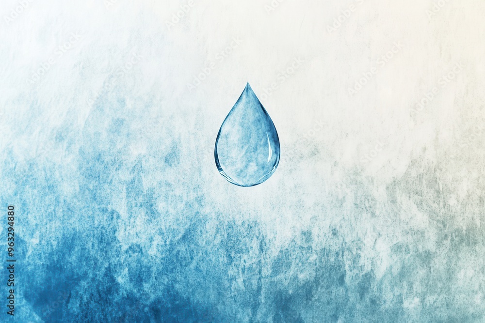 Poster a single drop of water, embodying the essence of hydration and freshness with a clean, minimal style