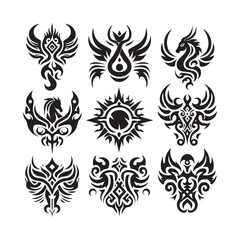 Tattoos tribal designs bundle  collection in a white background