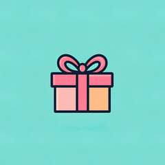 flat illustration of gift box icon, minimalist element for e-commerce promotion