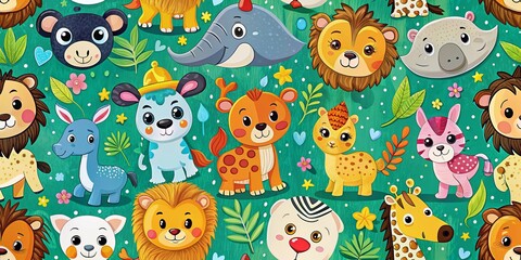 Naklejka premium Vibrant cartoon animal designs on soft, supple skin