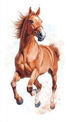 Obraz premium A vibrant illustration of a galloping horse, showcasing its strength and beauty in a dynamic motion with a splash of color.
