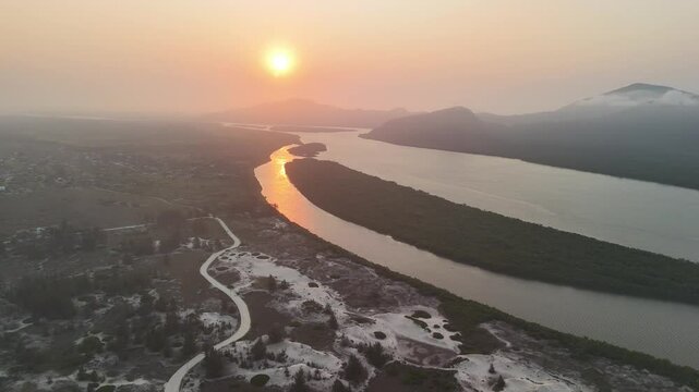 Aerial view of Ara&ccedil;a Dunes, Ilha Comprida (Long Island) - south coast of S&atilde;o Paulo, Brazil