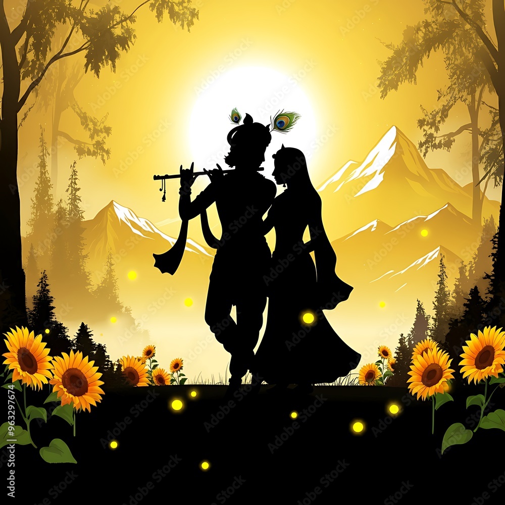 Sticker radha krishna: eternal melody of divine love