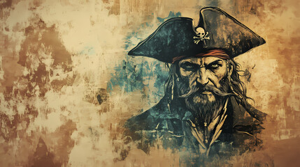 Pirate and nautical theme grunge background. Pirate. Illustration