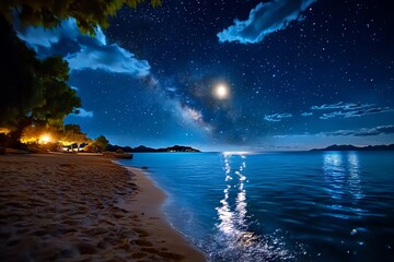 Beautiful starry night, quiet darkness, cosmic wonder invites contemplation of the mysteries of the universe