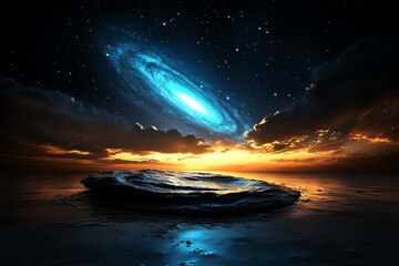 Beautiful starry night, quiet darkness, cosmic wonder invites contemplation of the mysteries of the universe