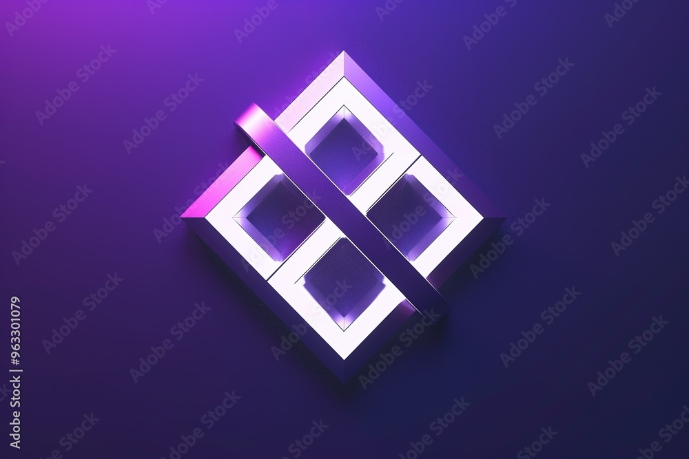 Poster a square with a diamond shape in the middle and a line on the top and bottom