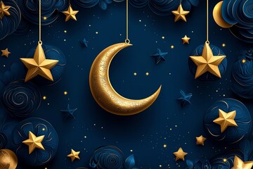 Birthday postcard, celestial theme, stars and moons celebrates a birthday with a dreamy, cosmic design