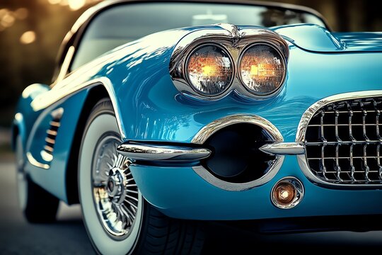 Birthday postcard, classic cars, vintage vibes appeals to car enthusiasts with retro vehicles and designs