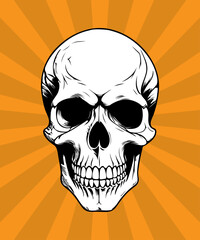 Halloween character face isolated on colored background. Hand drawn vector illustration in comic style.