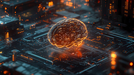 Future brain with a strong tech feel