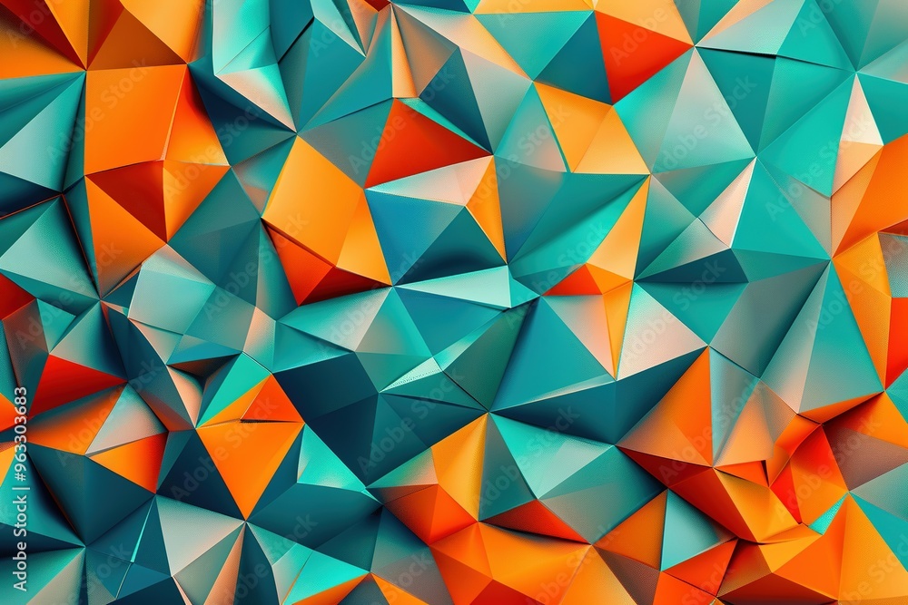 Poster a colorful abstract design with triangles and squares