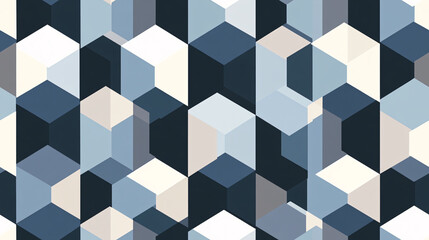 Abstract Geometric Pattern in Blue and White