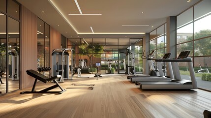 Bright and Spacious Modern Gym with Various Equipment