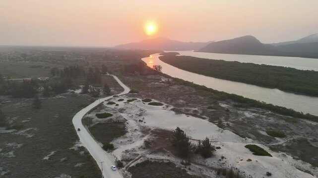 Aerial view of Ara&ccedil;a Dunes, Ilha Comprida (Long Island) - south coast of S&atilde;o Paulo, Brazil