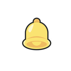 golden bell in outline flat vector design.
